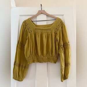 AE Chartreuse Green Boho Blouse, L